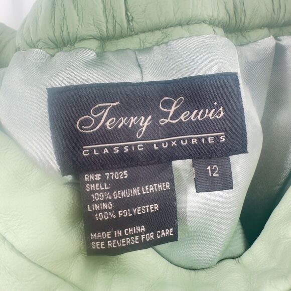 Terry Lewis Classic Luxuries Genuine Leather Straight Pant Seafoam Green Size 12 - Picture 8 of 9